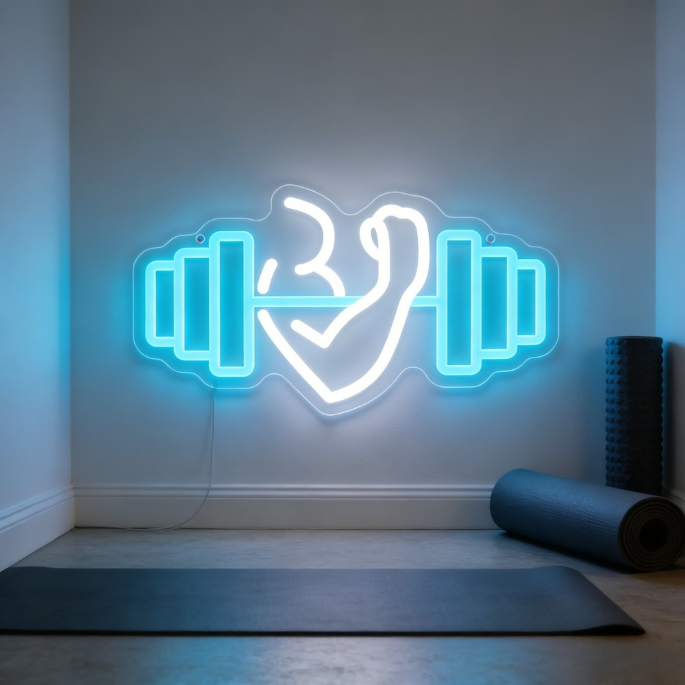 Yoga Fitness Quotes - Insegna al Neon LED Bicep Dumbbell,