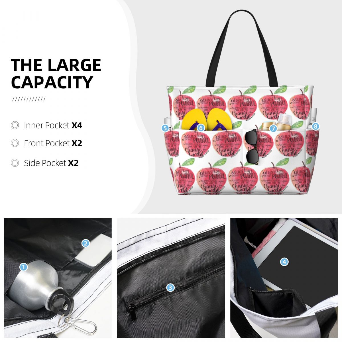 Borsa tote da spiaggia con cit - Yoga Fitness Quotes recensione e prezzo